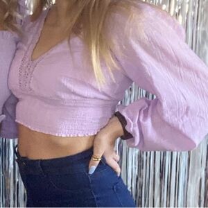 Lavender linen Crop Top